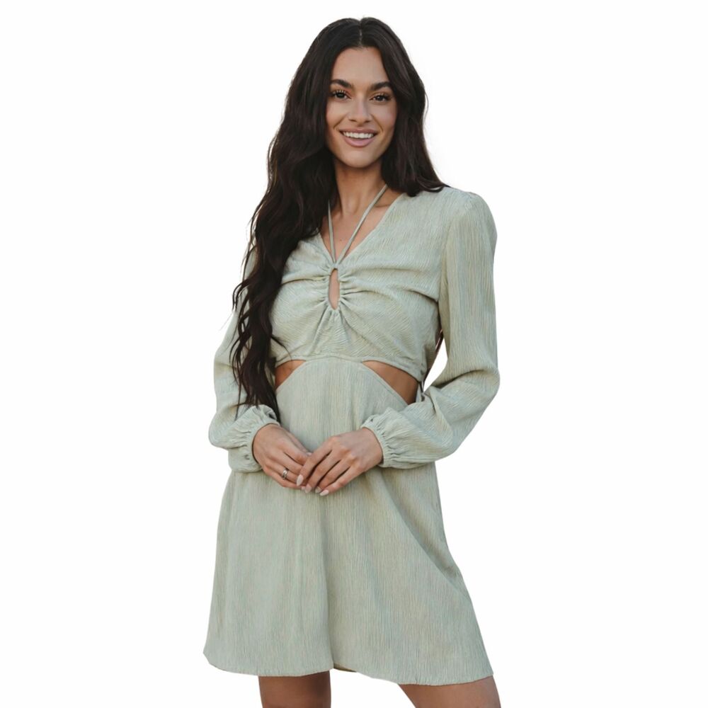 NWT The Normal Brand Ezra Crepe Cutout Dress XS Sage Boho Resort SOLD OUT - Picture 1 of 10
